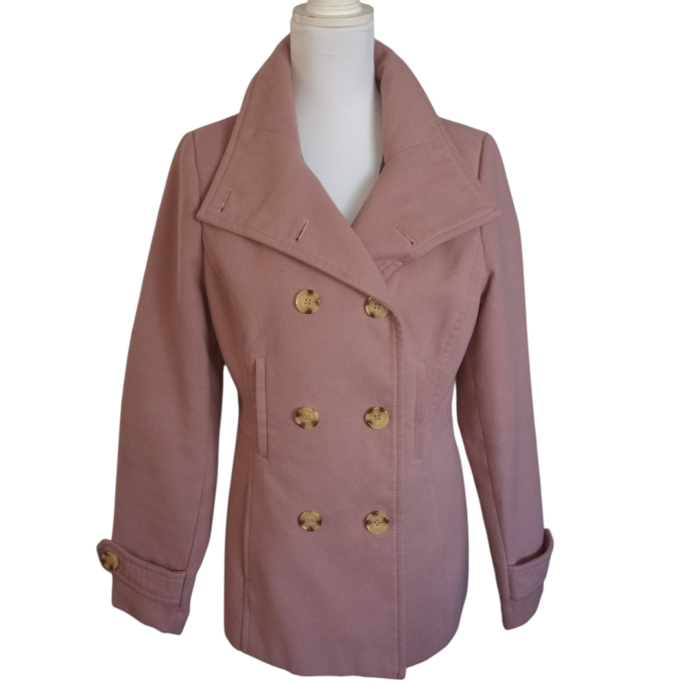 Thread & Supply Double-Breasted Blush Pink Pea Coat Sz.L EUC - Picture 2 of 7